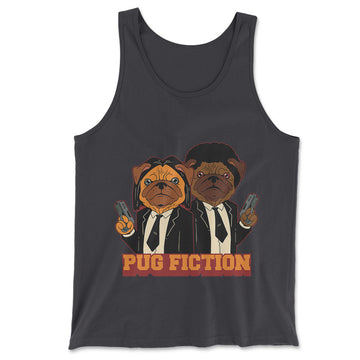 Pug Fiction Men/Unisex Tank in Dark Grey color